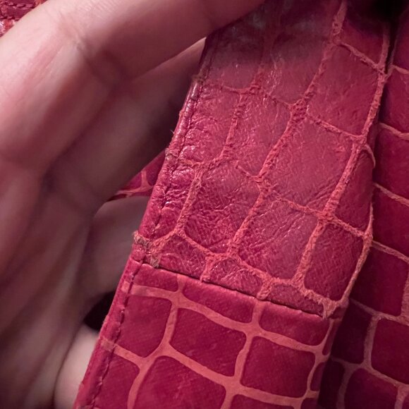 vintage dialogue croc embossed genuine leather blazer red large - Picture 8 of 10